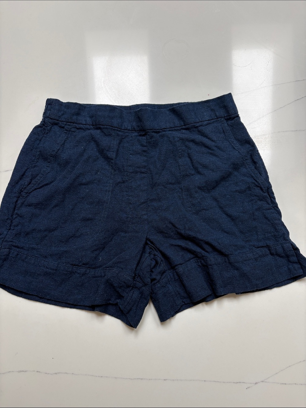 Banana Republic Navy Linen Blend High-Waist Pull-On Shorts